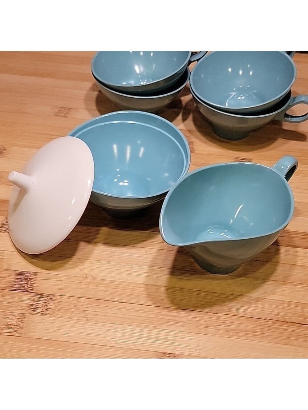 Vintage Boontonware Melamine Melmac Turquoise set - Picture 5 of 5